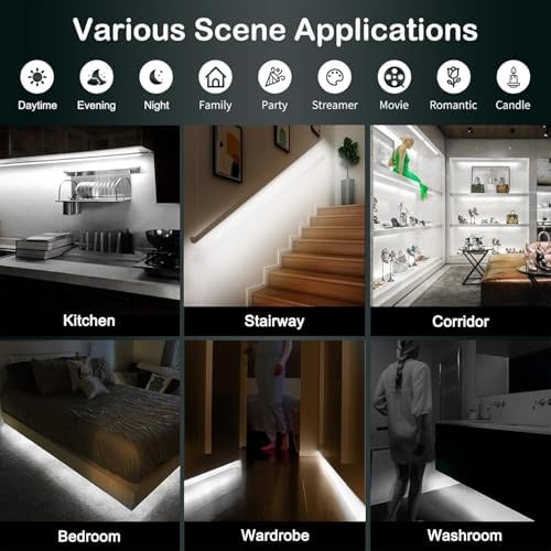 Plug-in Motion Sensor LED Strip Lights with Power Adapter