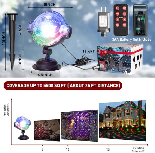 PEIDUO Multicolor Christmas Projector Lights Outdoor