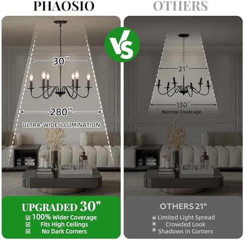 Phaosio Black 6-Light Farmhouse Candle Chandelier