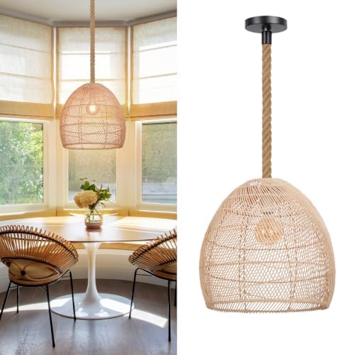 Arturesthome Natural Rattan Pendant Light for Kitchen Island, Woven