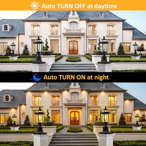 2-Pack Dusk-to-Dawn Outdoor Post Lights with Pier Mount Base