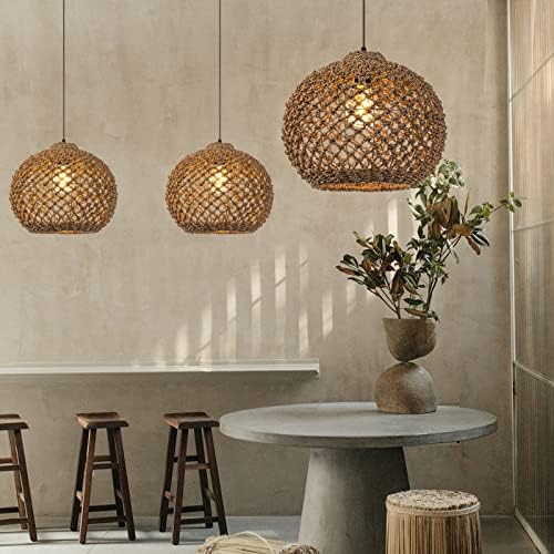 Arturesthome 1 Light Rattan Woven Pendant Lighting Fixture Lamp