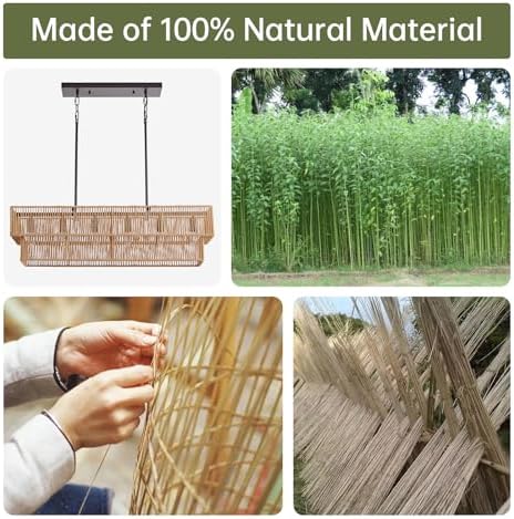 34" Rattan Linear Chandelier