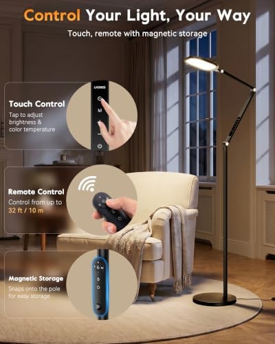69" Eye-Care LED Reading Floor Lamp with Remote