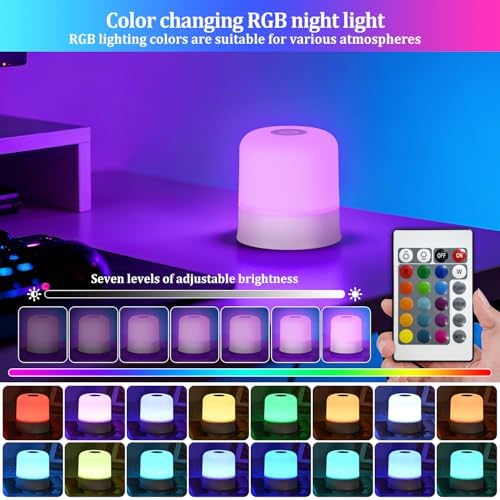 Portable Night Light Bedside Lamp, Touch and Remote Control