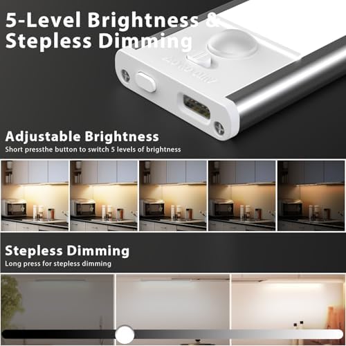 DAYBETTER 12inch Under Cabinet Lights, 4 Pack Motion Sensor