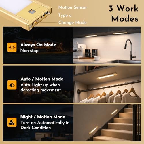 V4light Rechargeable Motion Sensor Cabinet Light, 6Pcs, 9in