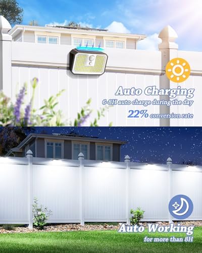 CLAONER 6-Pack Solar Motion Sensor Lights, 168 LED