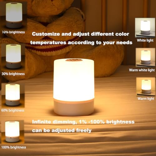 JININQ Rechargeable Touch Bedside Table Lamp
