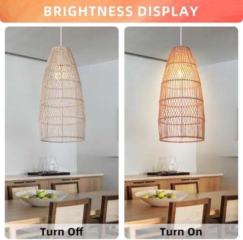 Arturesthome Boho Wicker Chandelier, 10.2″*20.8″