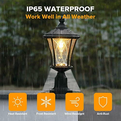 LUTEC Solar Post Light with Pier Mount Base, Black