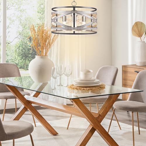 18.7" 3-Light Farmhouse Drum Pendant Light