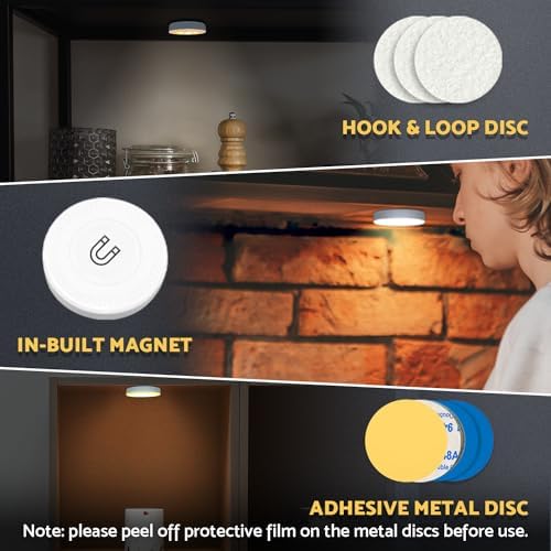 DAZZY DOT Rechargeable Puck Lights, 2-Pack, Warm Yellow