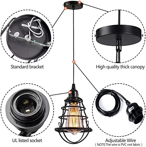 INNOCCY 2 Pack Industrial Pendant Light, E26 E27 Base