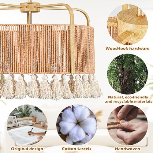20” 4-Light Rattan Chandelier