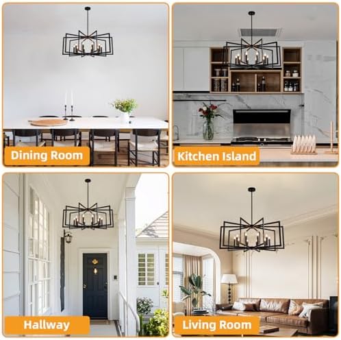 10-Light Black Farmhouse Chandelier