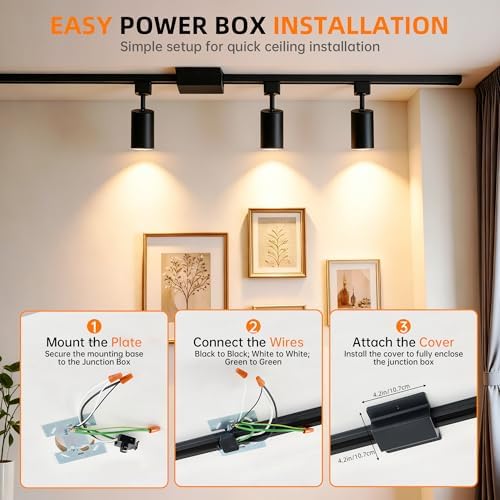 3-Color 4-Light LED Track Lighting Kit, 3.3FT H Rails, Black