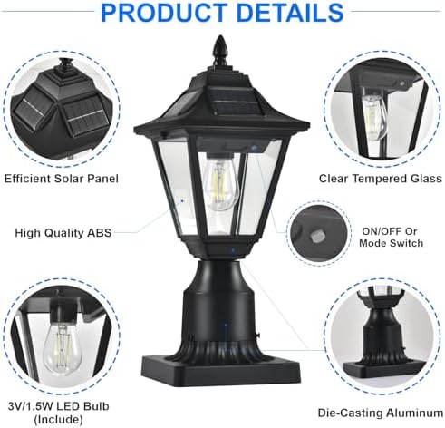Solar Motion Sensor Post Lights, 2 Pack, Cool White