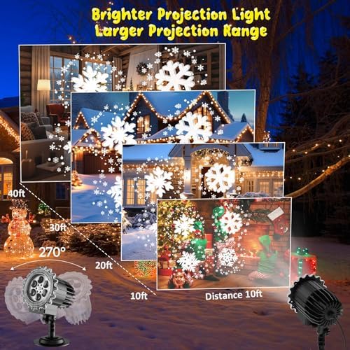 3D Snowflake LED Projector Lights, IP65 Waterproof