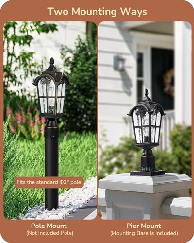 EDISHINE Dusk to Dawn Outdoor Post Light