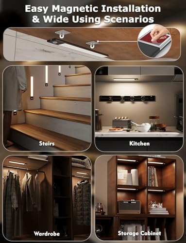 12" Under Cabinet Lighting Wireless, Remote, Motion Sensor, 4Pack