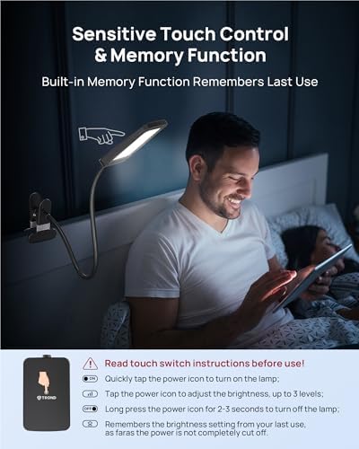 TROND 1000LM LED Clamp Desk Lamp, 3-Level Dimmable