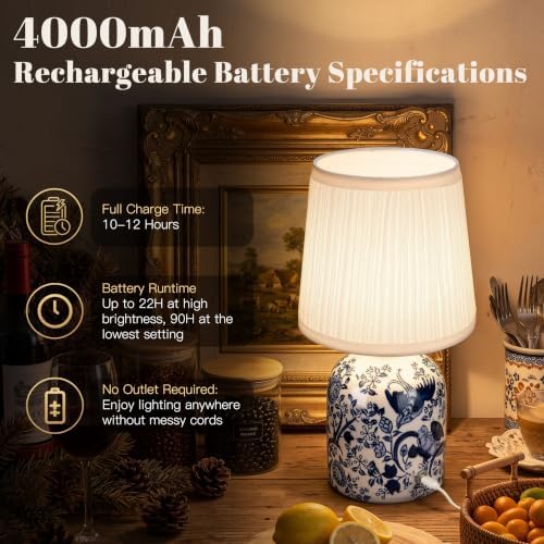 ShineTech Set of 2 Blue Ceramic Table Lamps