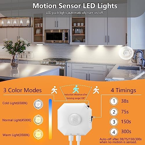 LED Under Cabinet Light, 6-Puck Motion Sensor, 3-Color