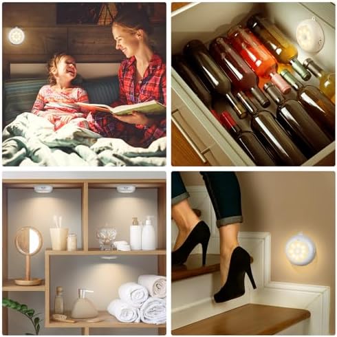 Reoshine AA Battery Under Cabinet Puck Lights, 3 Pack