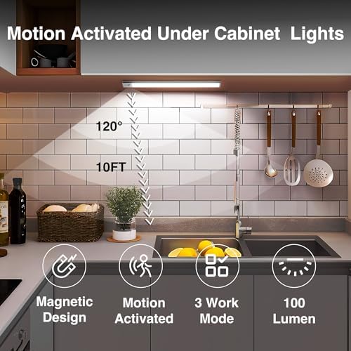 DAYBETTER 12inch Under Cabinet Lights, 4 Pack Motion Sensor