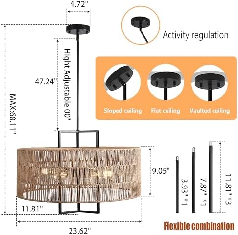 6-Light Large Boho Chandelier