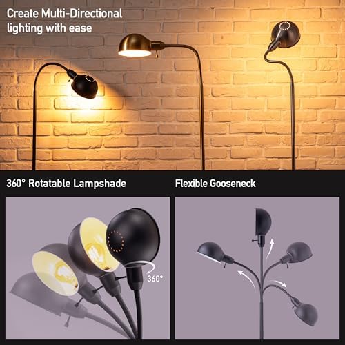 O'Bright Adjustable Floor Lamp, Black, 10-Inch Base