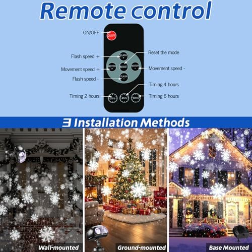Christmas Snowflake Projector Lights with Remote Control