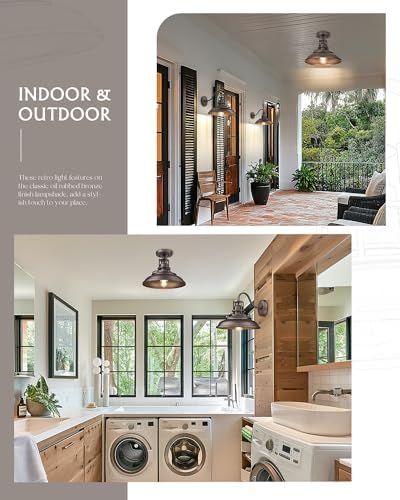 FEMILA Oil-Rubbed Bronze Outdoor Semi Flush Ceiling Light