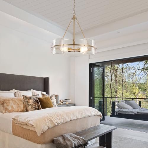 22" Gold Glass Chandelier