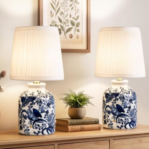 ShineTech Set of 2 Blue Ceramic Table Lamps