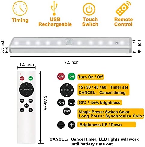Remote Control Under Cabinet Lights, 6 Pack, 3 Colors