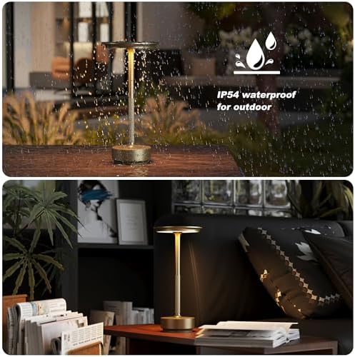 Rechargeable Cordless Table Lamps with 3-Color Touch Dimming — Set of 2