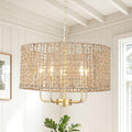 18.8'' 5-Light Farmhouse Rattan Chandelier