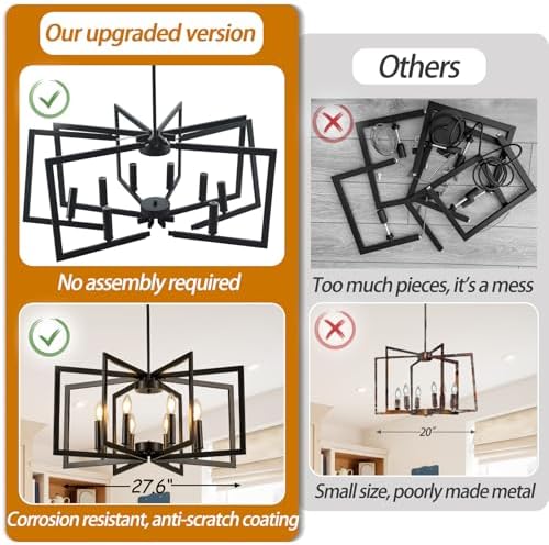 8-Light Black Geometric Chandelier