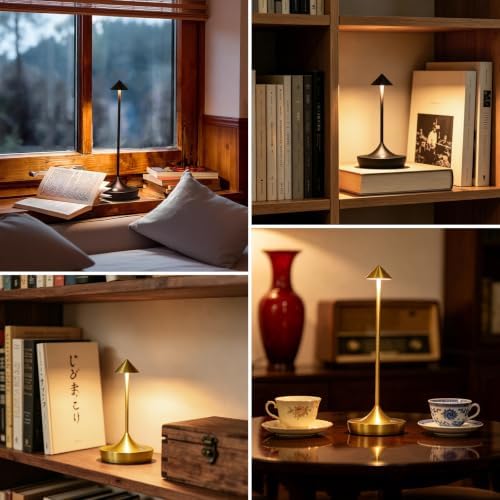 Set of 2 Black Rechargeable LED Table Lamps