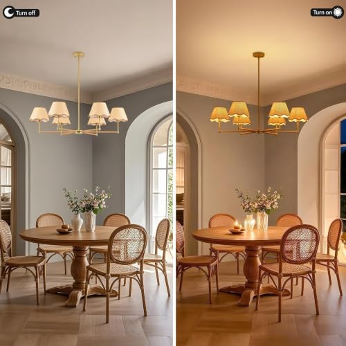 MAYNA 38" 6-Light Rattan Chandelier