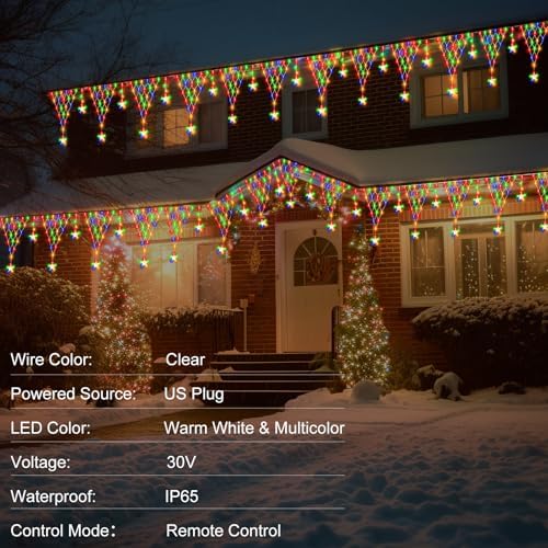 Christmas Dual-Color Star Net Lights, Triangle Mesh