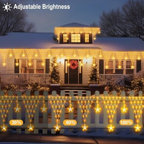 Christmas Dual-Color Star Net Lights, Triangle Mesh