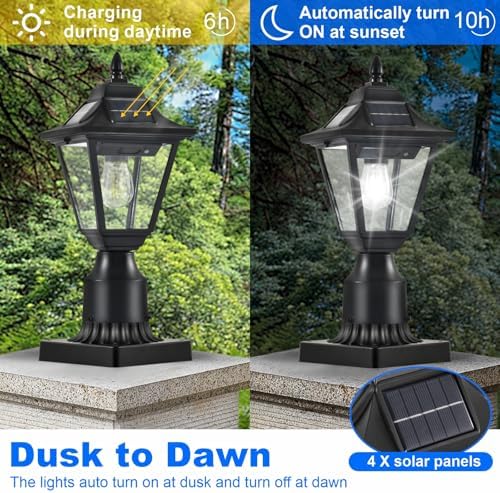 Solar Motion Sensor Post Lights, 2 Pack, Cool White