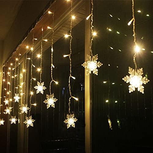 Snowflake LED Curtain Lights, 19Ft/6M 96 LEDs