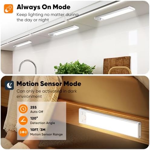 3-Pack Rechargeable Motion Sensor Under Cabinet Lights