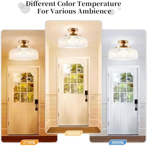 Lamomo Golden Semi Flush Mount Ceiling Light, 12in