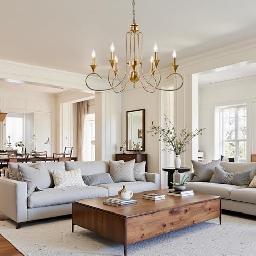 Modern Farmhouse 6-Light Gold Candle Chandelier