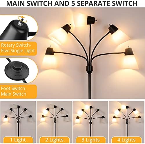 LED Floor Lamp, Adjustable Multi-Head Standing Light
